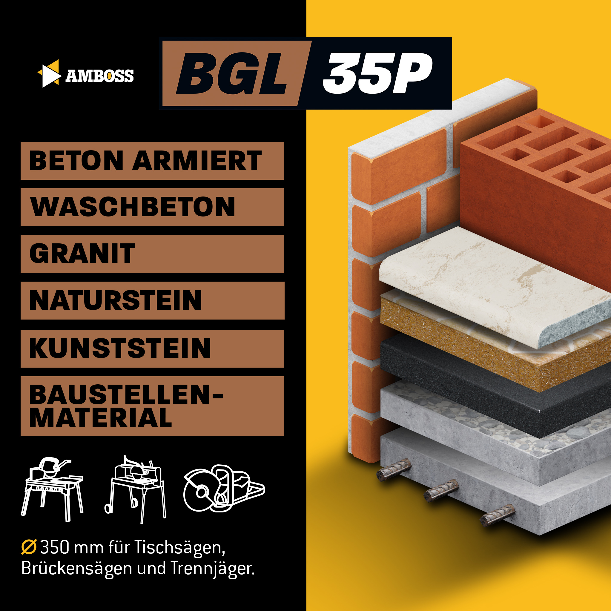 Amboss BGL 35P Diamant Trennscheibe - 350 x 3.2 x 25.4