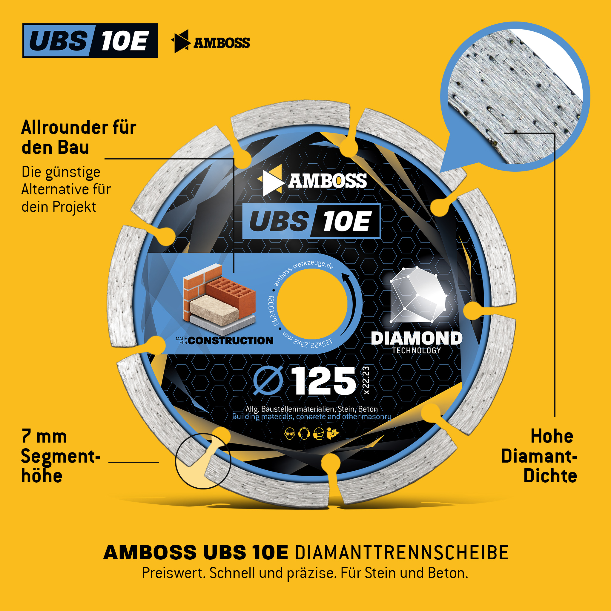 Amboss UBS 10E Diamant Trennscheibe - 125 x 2 x 22.2
