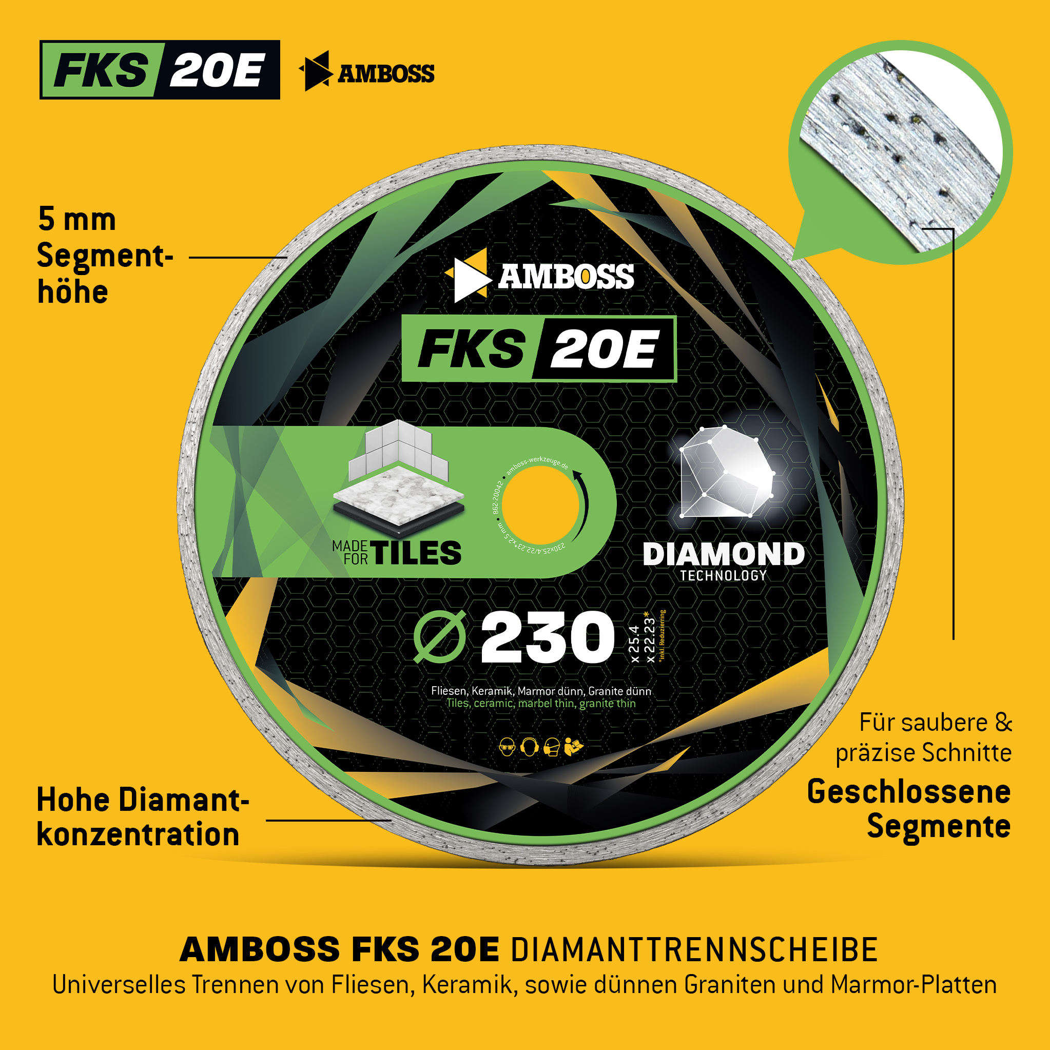 Amboss FKS 20E Diamant Trennscheibe 230mm x 2.5 x 25.4