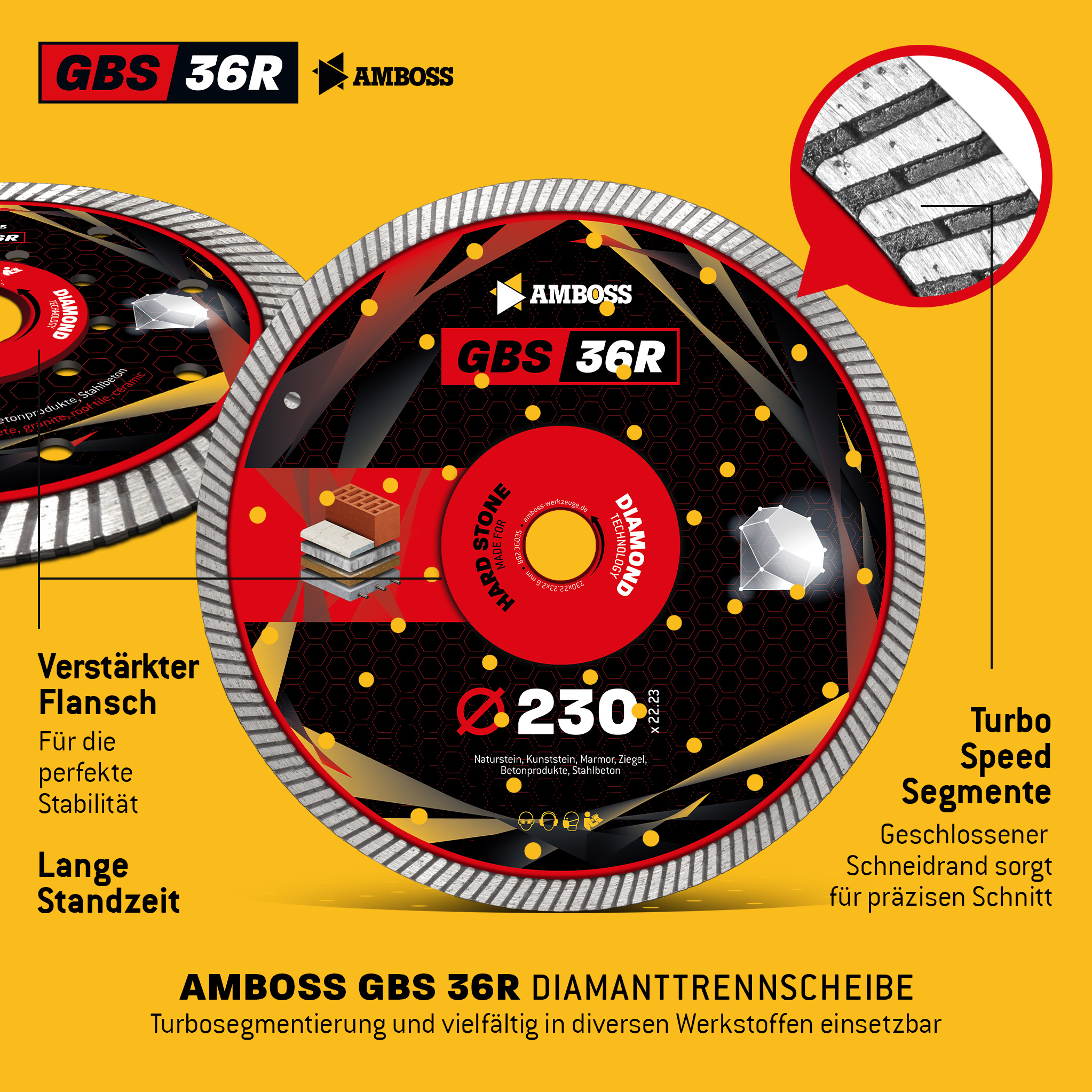 Amboss GBS 36R Diamant Trennscheibe - 230 x 2.6 x 22.2