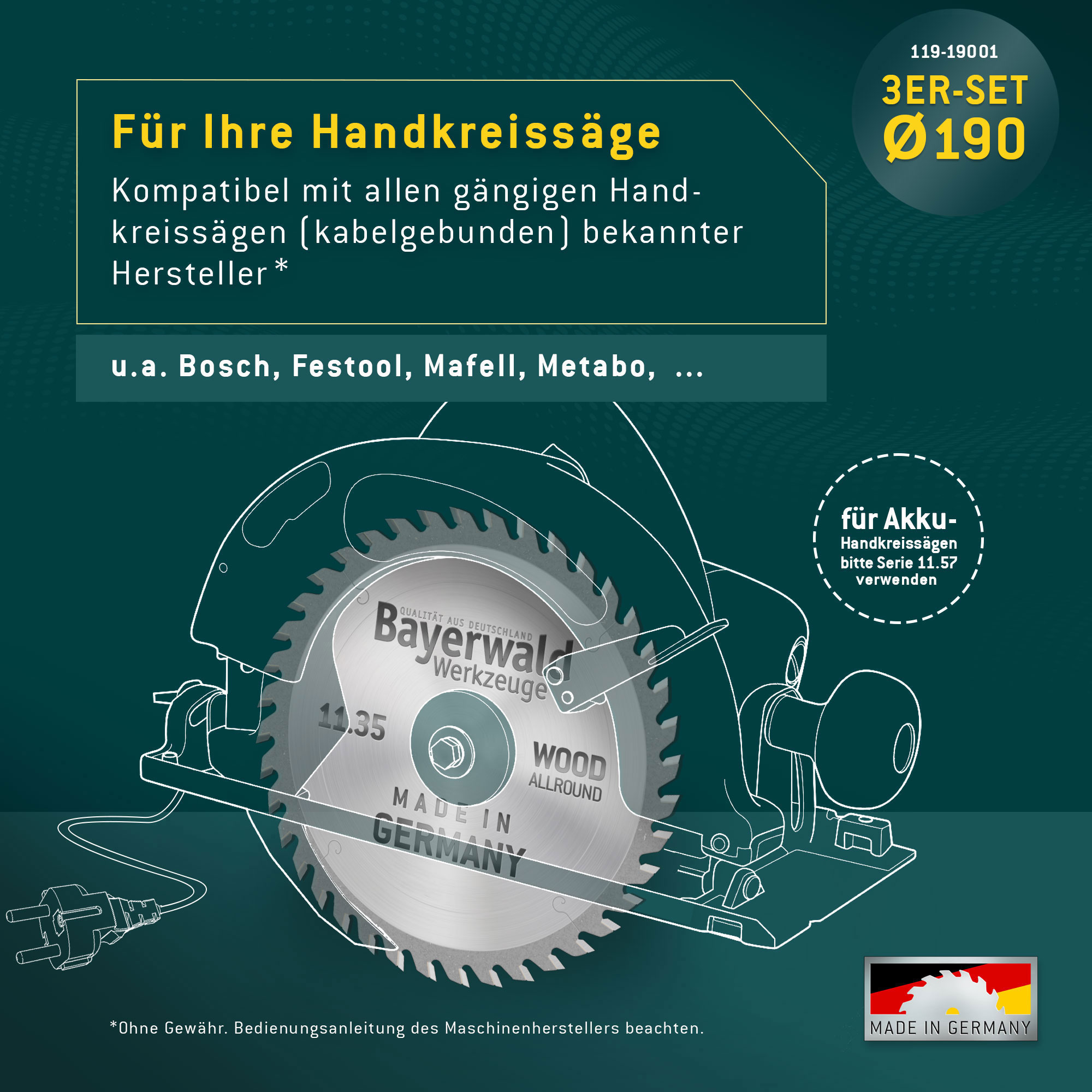 HOLZ ALLROUND Ø190 Hand-Kreissägeblatt Set