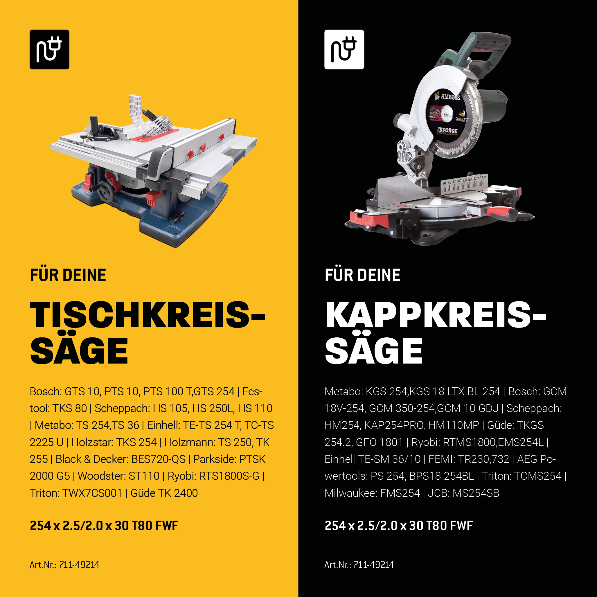 HM Kreissägeblatt - 254 x 2.5/2.0 x 30 Z80 FWF