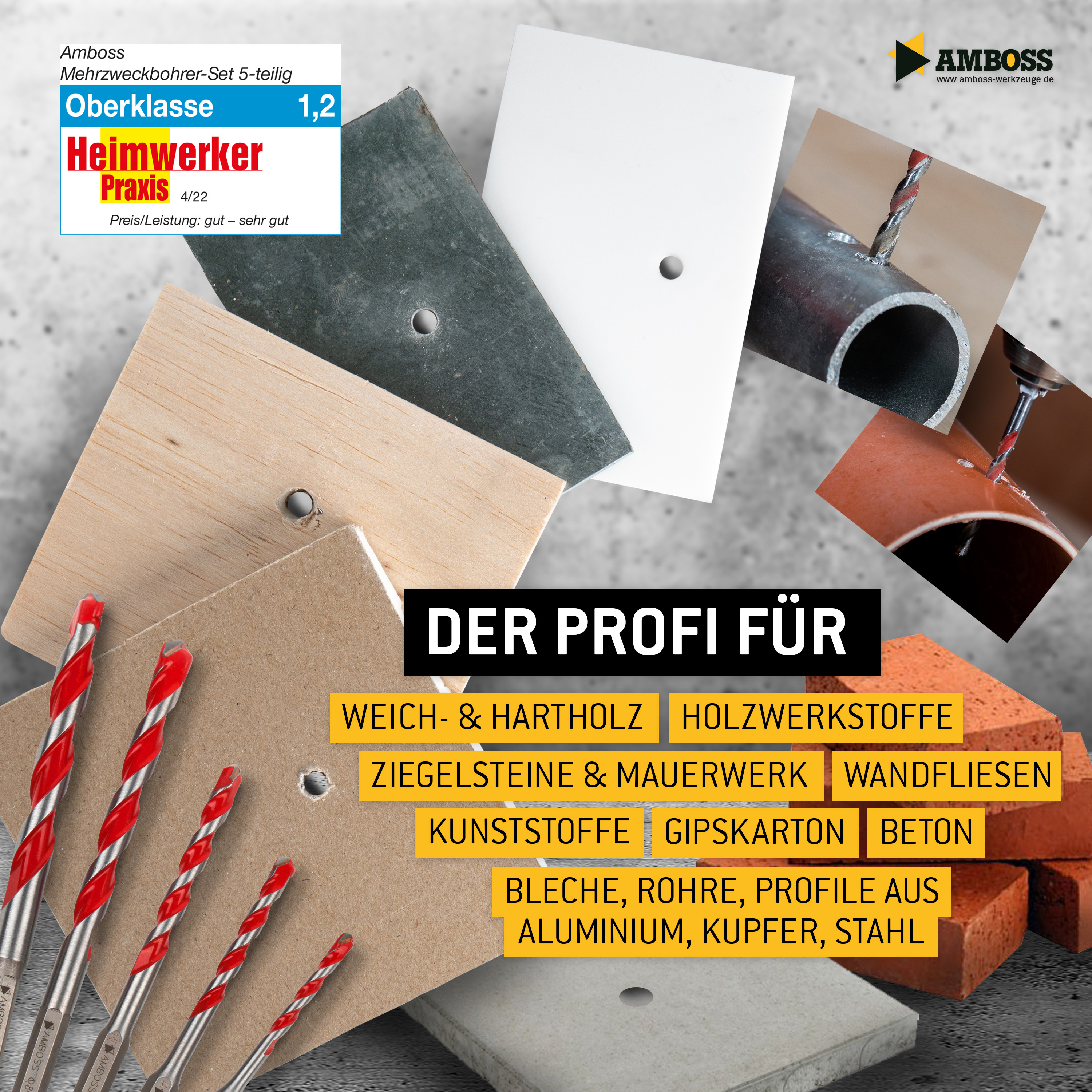 Amboss Mehrzweck Bohrer Satz 5-tlg. Ø 4.0-10.0 mm