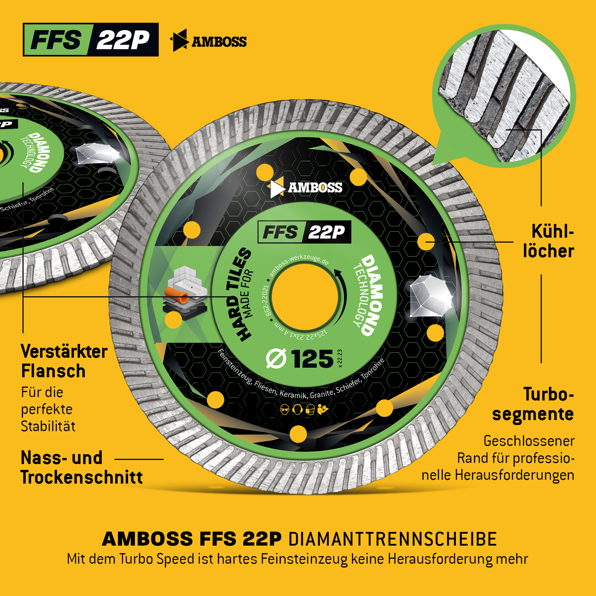 FFS 22P Diamant Trennscheibe 125 x 1.4 x 22.2