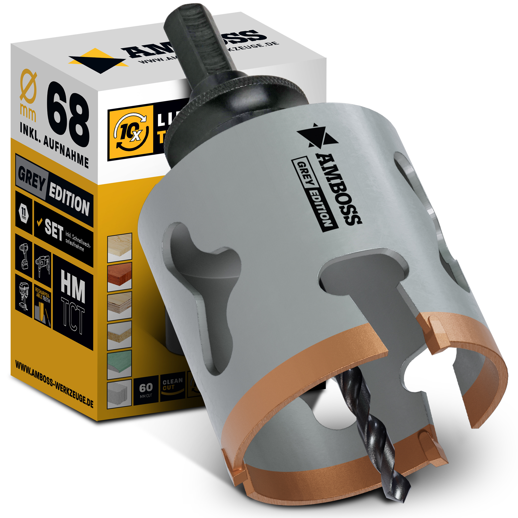 Amboss HM Lochsäge 68 mm-(inkl. 6 kant Standardaufnahme)