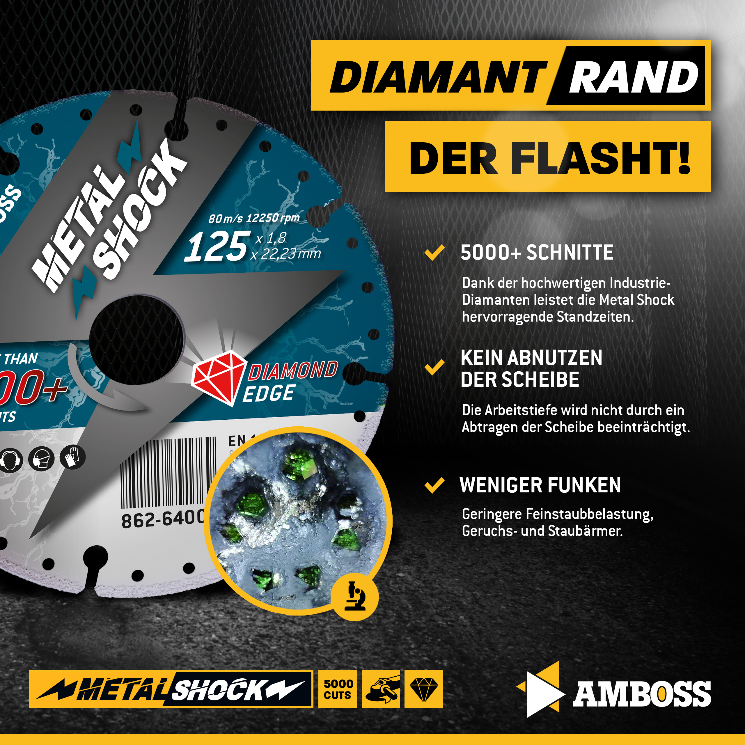 Amboss Metal Shock 5000+ - Diamant Trennscheibe 125 x 1,8 x 22,23 mm