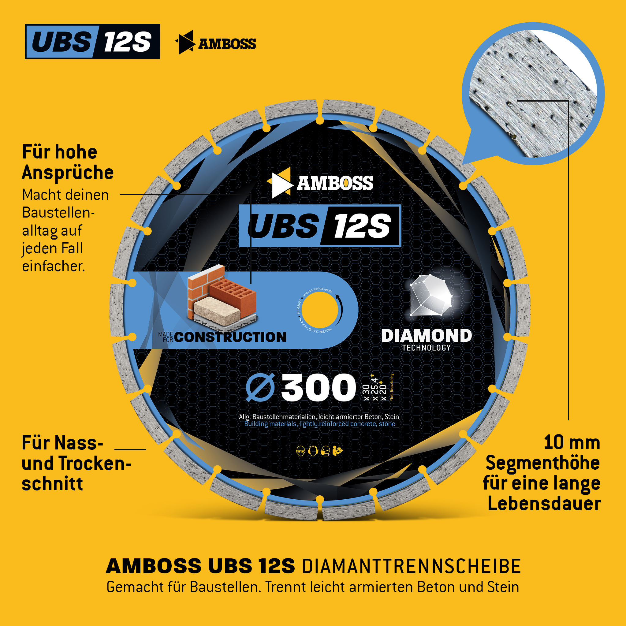 Amboss UBS 12S Diamant Trennscheibe - 300 x 3.2 x 30