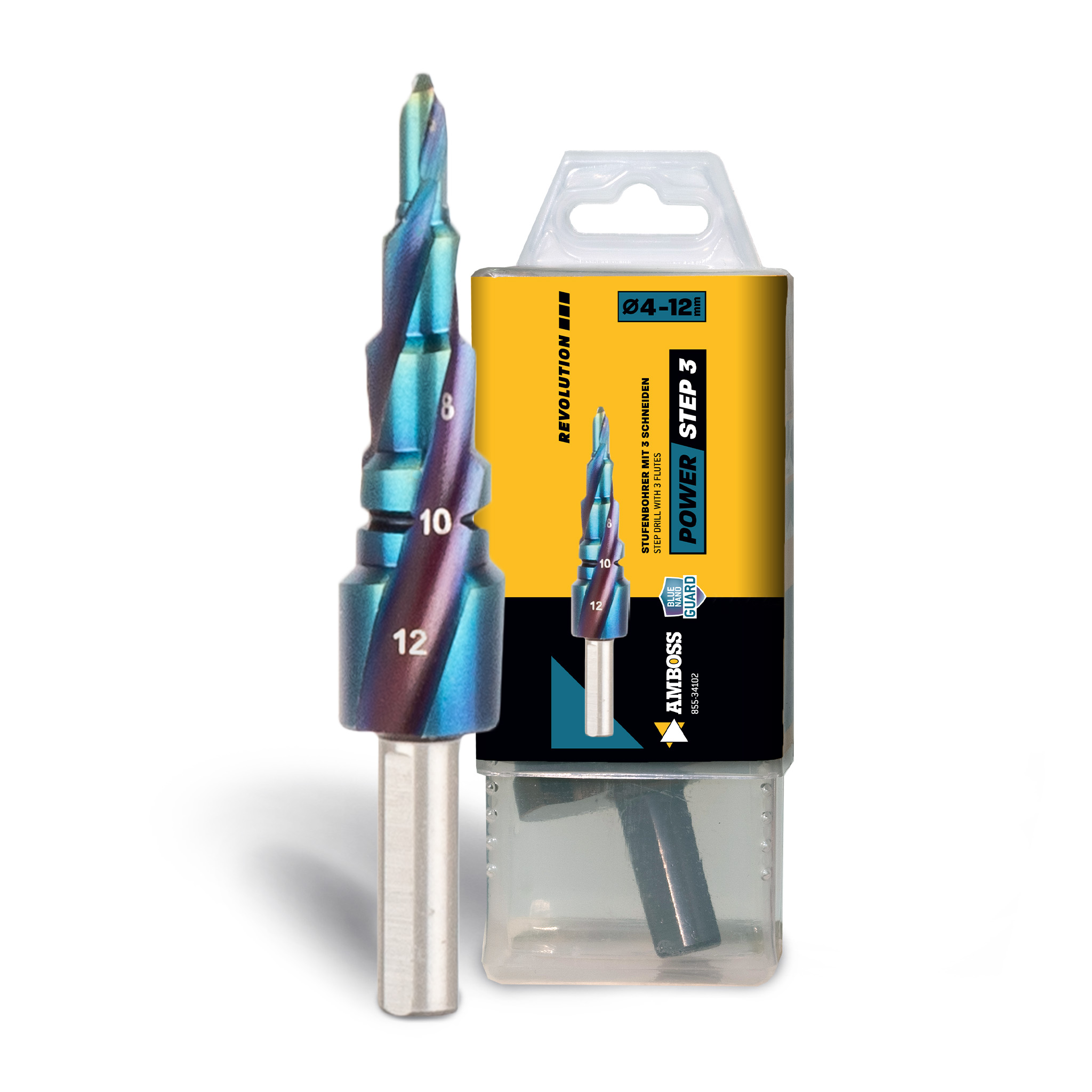 AMBOSS Stufenbohrer HSS-E Co 5% D:4-6-8-10-12mm TiAlSiN nano blue coating