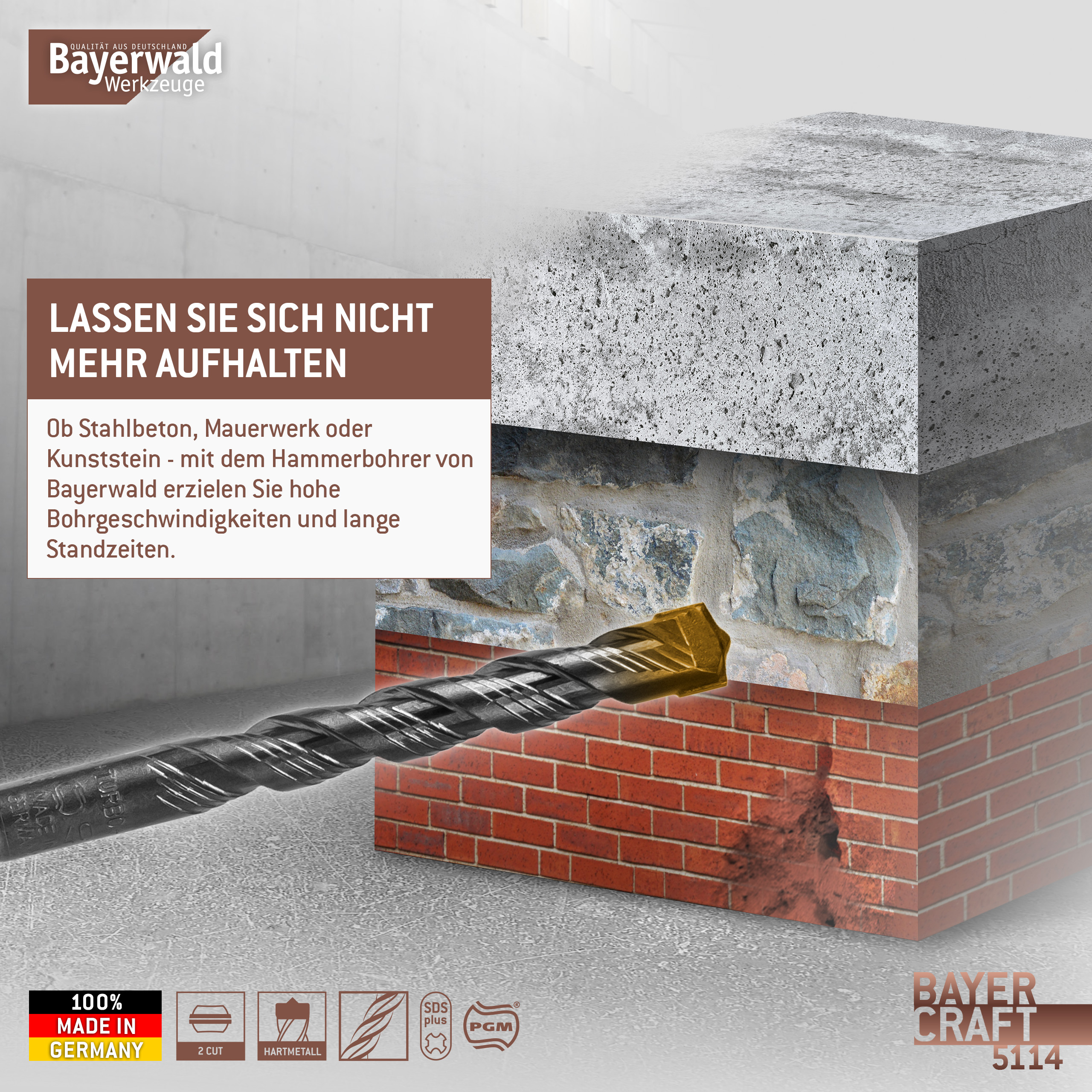 1x Hammerbohrer 400 mm SDS Plus Schaft - Ø:12 mm - GL: 400 mm